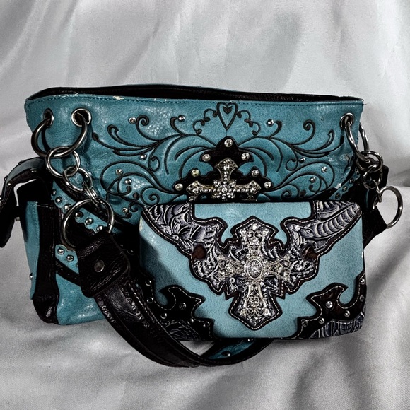 The Unbranded Brand Handbags - Elegant Blue Embellished Women's Shoulder Bag‎